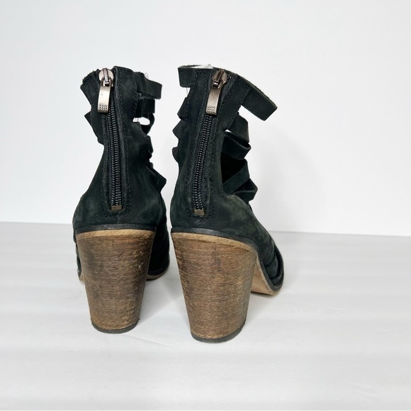 Free People Hybrid Leather Stacked Heeled Ankle Bootie Black Size 40 9 Women’s - Picture 3 of 8